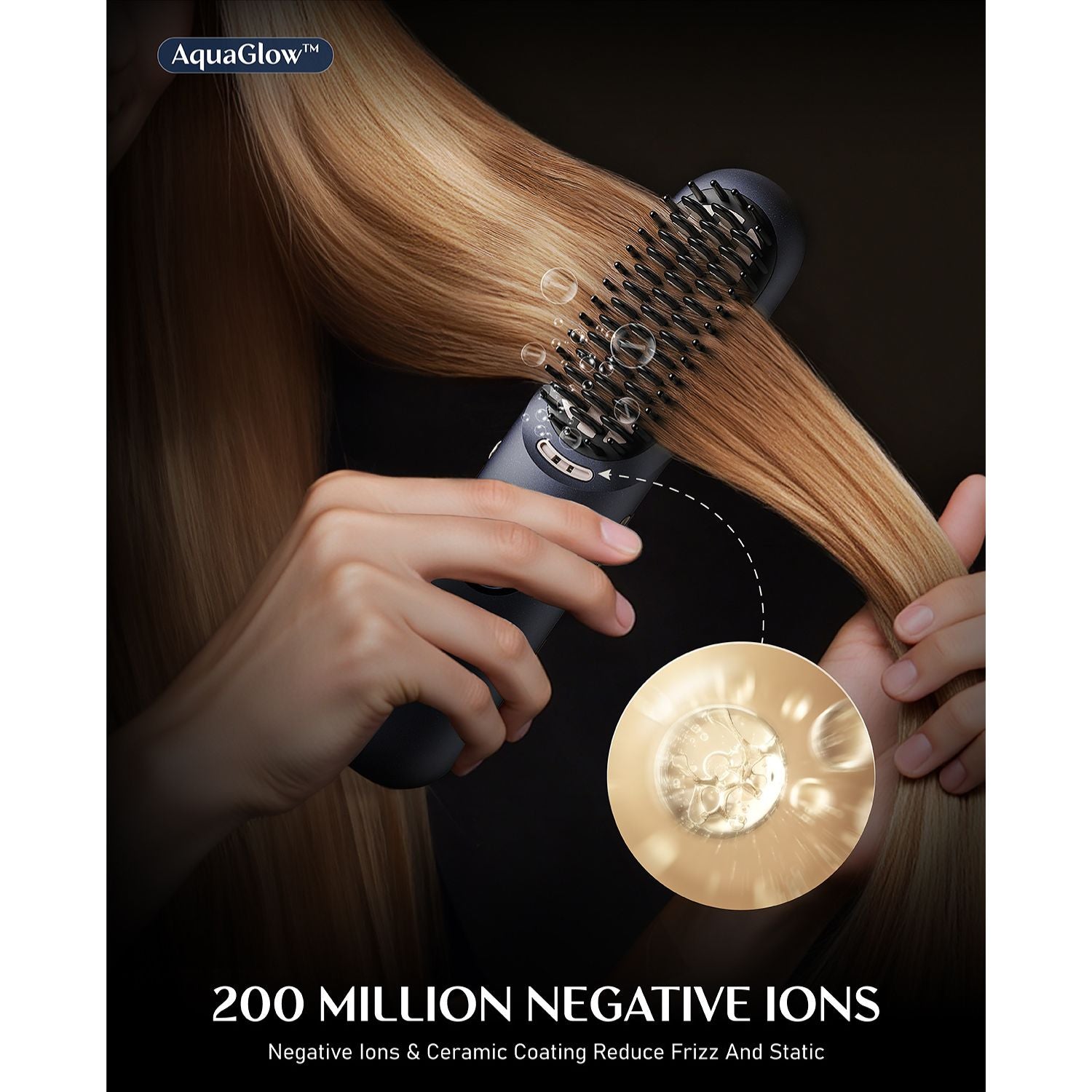 Hair Straightener Brush, Cordless Straightening Brush with 113% Larger Heating Area & LED Temperature Display, Ceramic Coating & Ionic Technology, Safe Mode for Frizz-Free Shine
