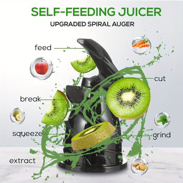 Celiberry Cold Press Juicer - Slow Masticating 55 RPM with 4.1" Large Feed Chute for Whole Fruits & Vegetables, Self-Feeding Quiet Motor, Automatic Pulp Separation, Easy Clean Compact Design for Home Use