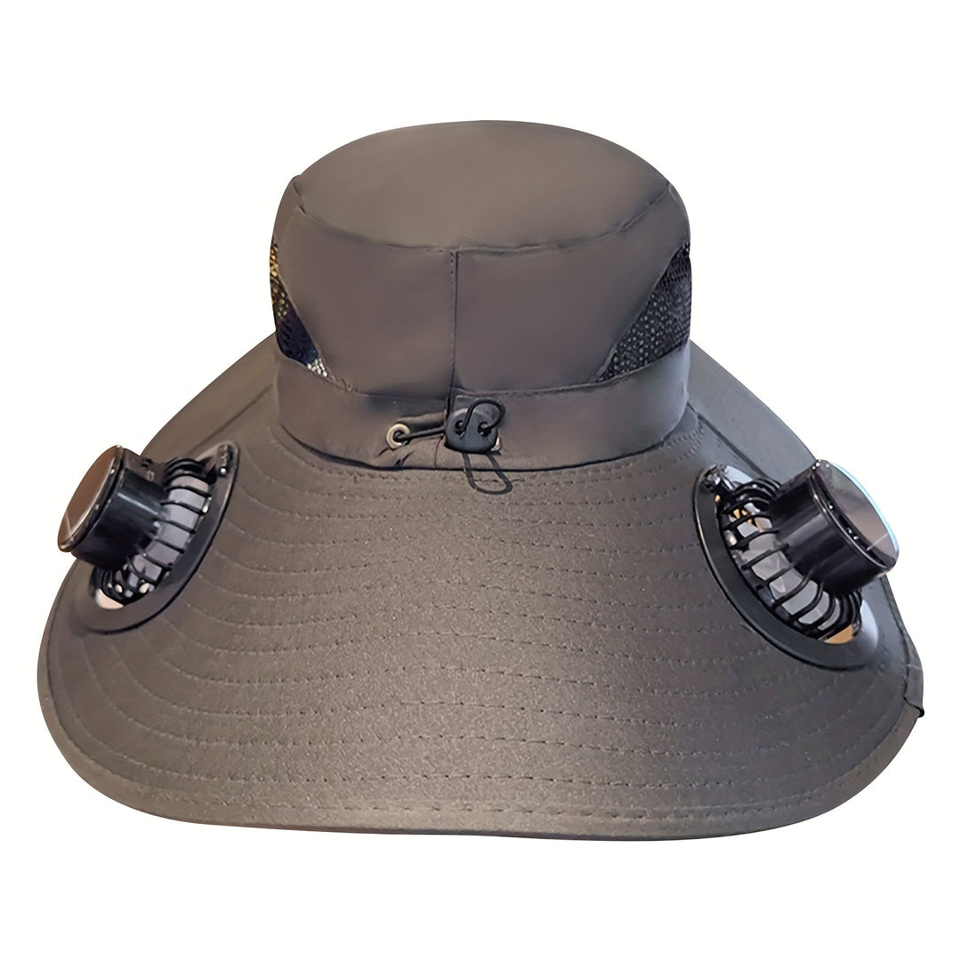 Solar-Powered Cooling Hat with Built-in Fan - Wide Brim, High Quality Outdoor Sunshade for Beach, Camping, Fishing - Lightweight Sombrero-like design for Men & Women - Ideal Summer Accessory, Hat, Beach, Durable