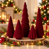 Burgundy Velvet Christmas Tree Decor Set of 5