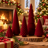 Burgundy Velvet Christmas Tree Decor Set of 5