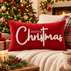 Merry Christmas Embroidered Velvet Cushion