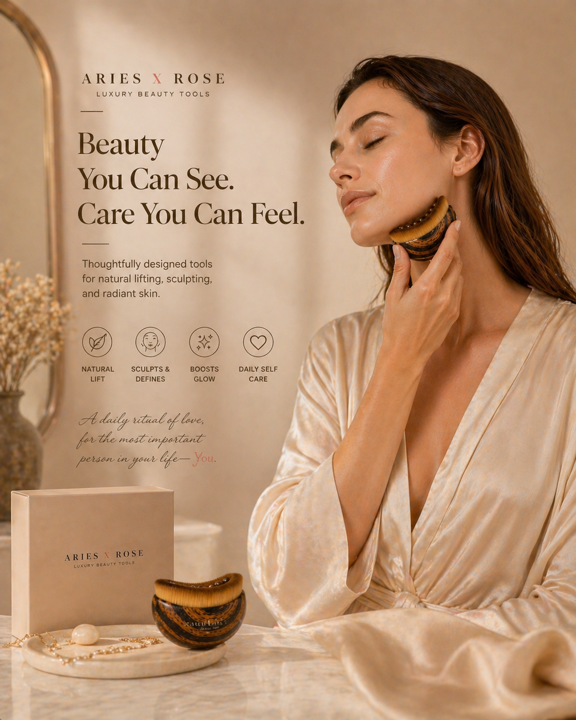 Rose Lymphatic Face Brush