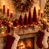 Burgundy Velvet Christmas Tree Decor Set of 5