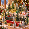 Snow-Frosted Mini Christmas Trees with Wooden Bases