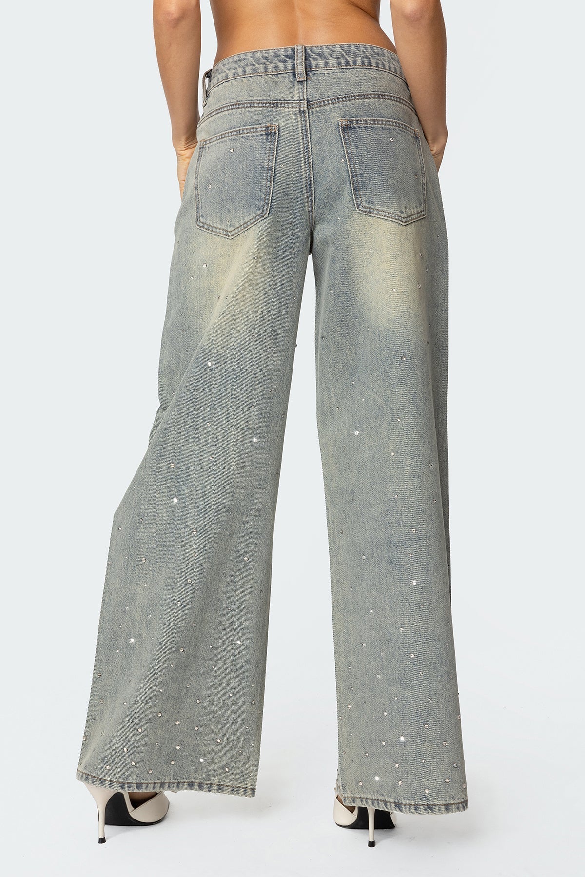 Glitzlow Rhinestone Low - Rise Jeans - Aries x Rose