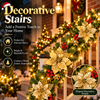 9FT Pre-Lit Christmas Garland with Gold Poinsettias & Berries