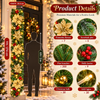 9FT Pre-Lit Christmas Garland with Gold Poinsettias & Berries