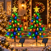 2 Pack Solar-Powered Christmas Trees with Multicolor LED Lights
