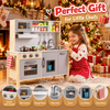 Wooden Kids Play Kitchen Set | Pretend Cooking Kitchen with 18 Accessories
