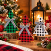 Buffalo Plaid Wooden Christmas Trees Set
