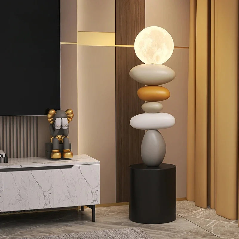 Modern Art Home Decor Stone Sculpture Light Luxury High-end Living Room Decorative Accessories Creative Luminous Floor Ornament