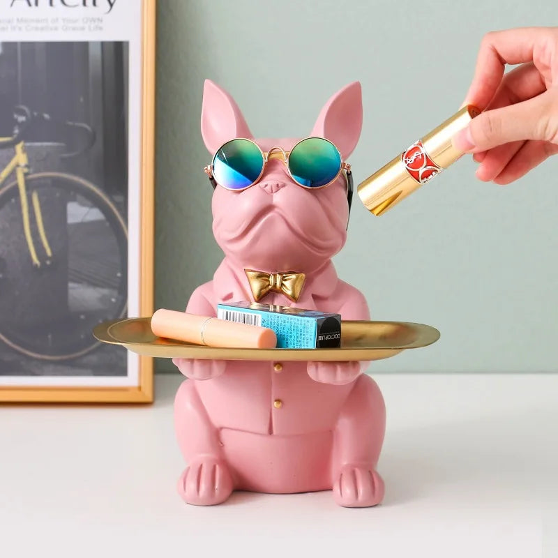 French Bulldog Figurine with Tray