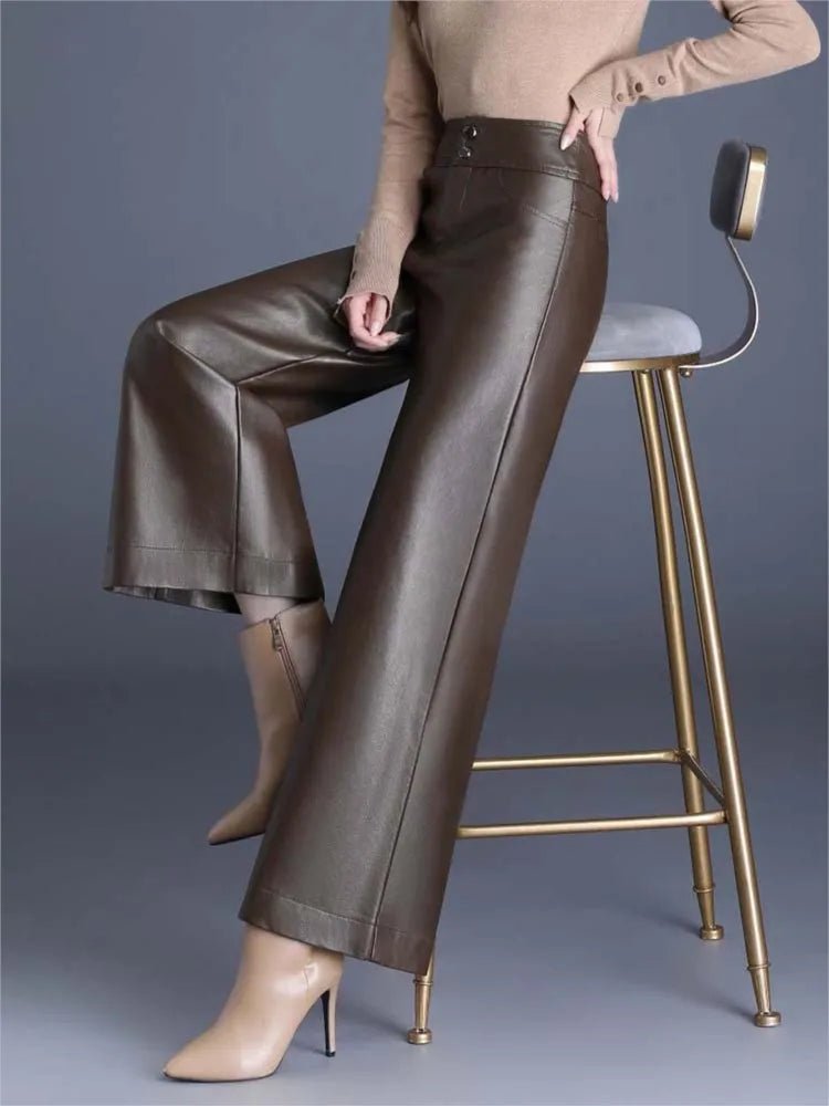 Zuvéra PU Leather Wide - Leg Pants - Aries x Rose
