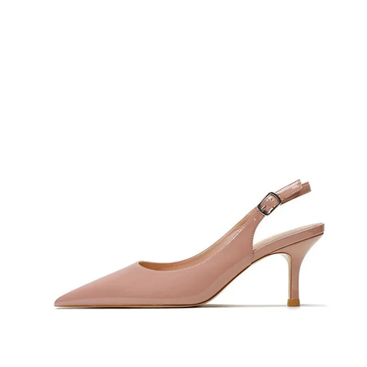 Lunara Patent Kitten Sandals – Back Strap Pumps