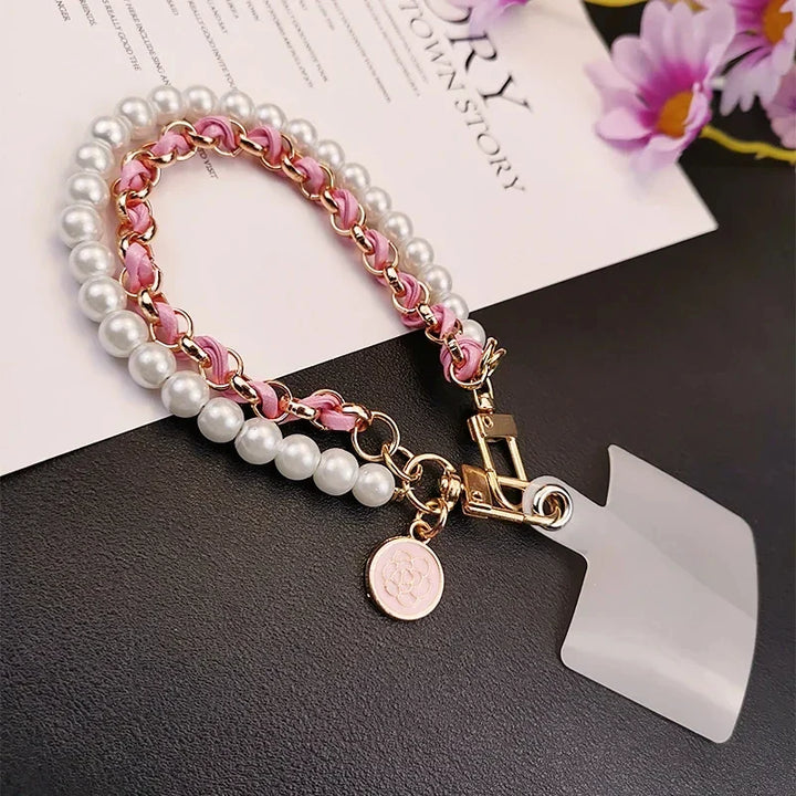 Leather Pearl Camellia Bracelet