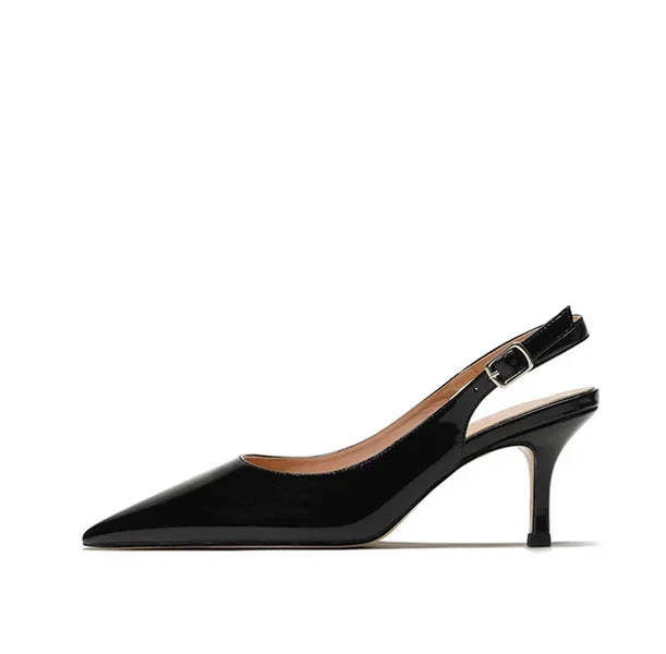 Lunara Patent Kitten Sandals – Back Strap Pumps