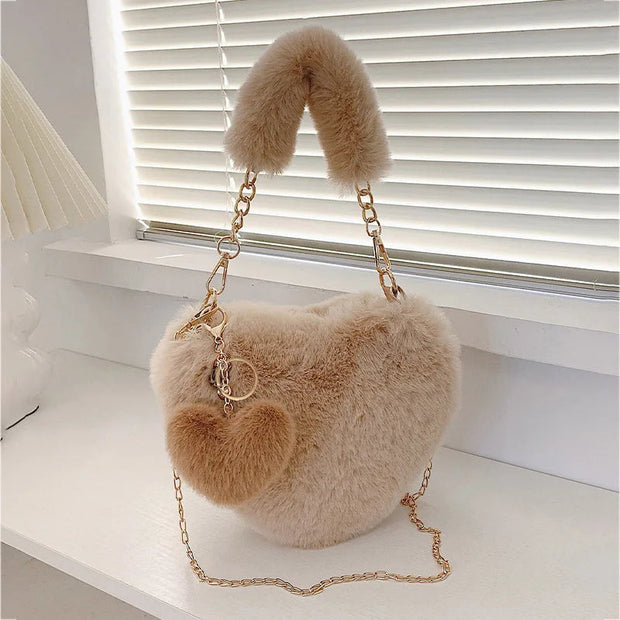 Elara Fur Heart Handbag - Buy 1 Get 1 Free