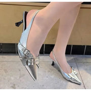 Caldré Pointed Strap Heels – Designer Kitten Sandals