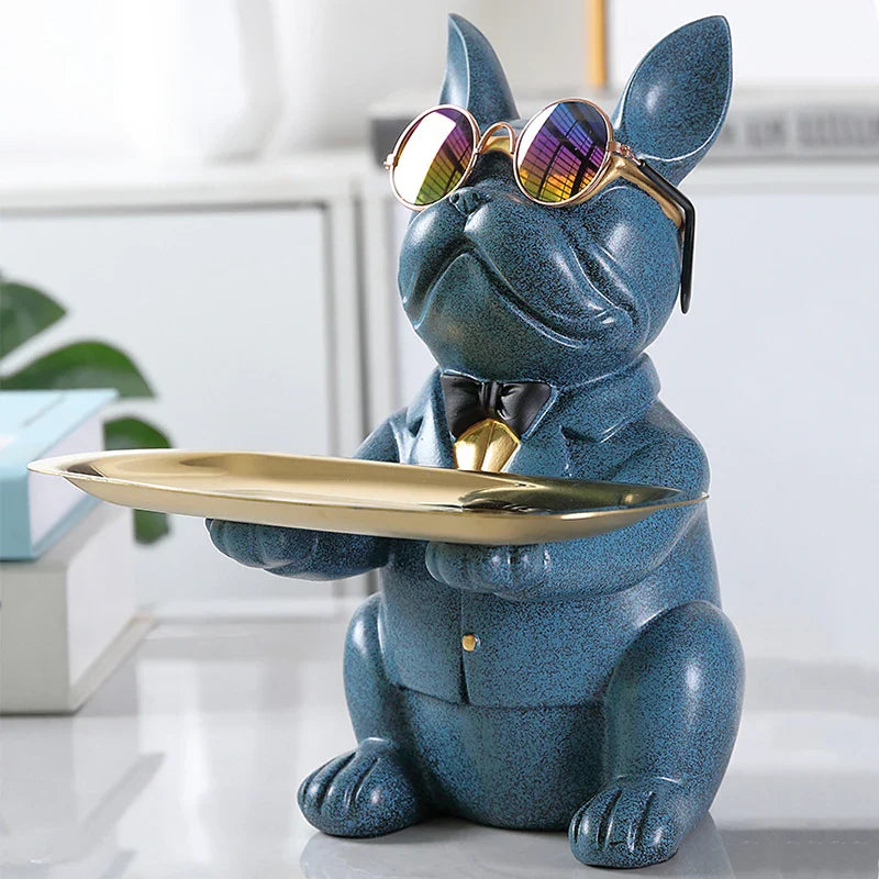 French Bulldog Figurine with Tray