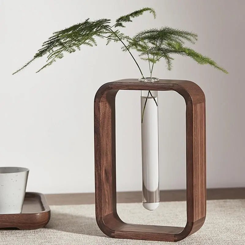 Wooden Hydroponic Glass Vase - Aries x Rose