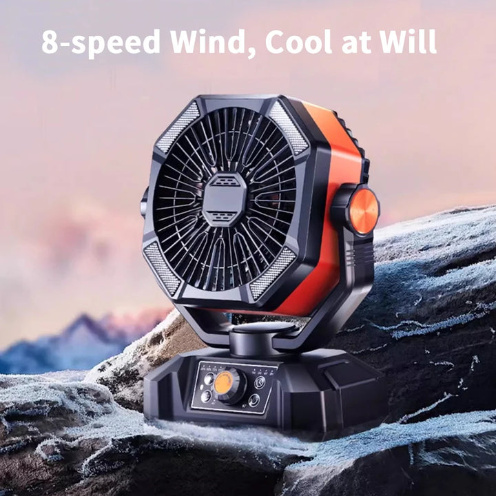 20000mAh Camping Fan with Dual Motor with 4 LED Lantern 8 Speeds Desk Fan with Remote Portable Outdoor Fan with Hook for Tent