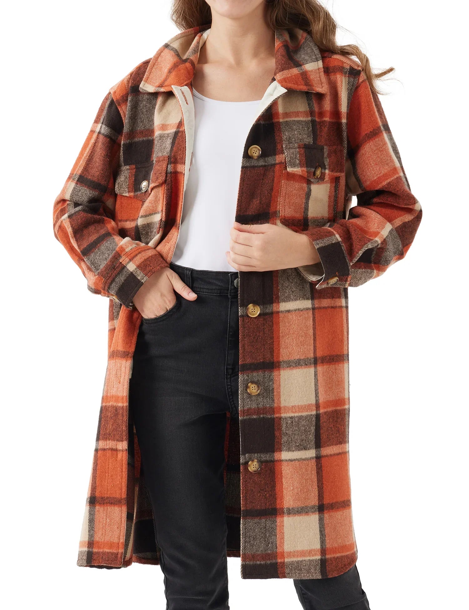 Cozy Plaid Oversized Shirt Jacket (Shacket) - Aries x Rose