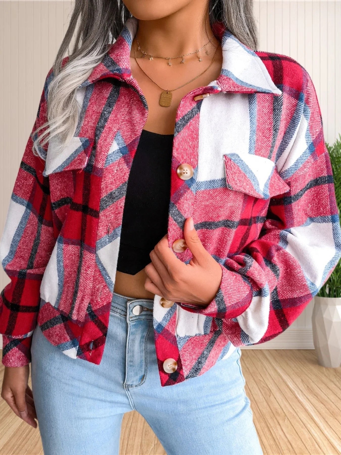 Cropped Flannel Plaid Shirt Jacket (Shacket) - Aries x Rose