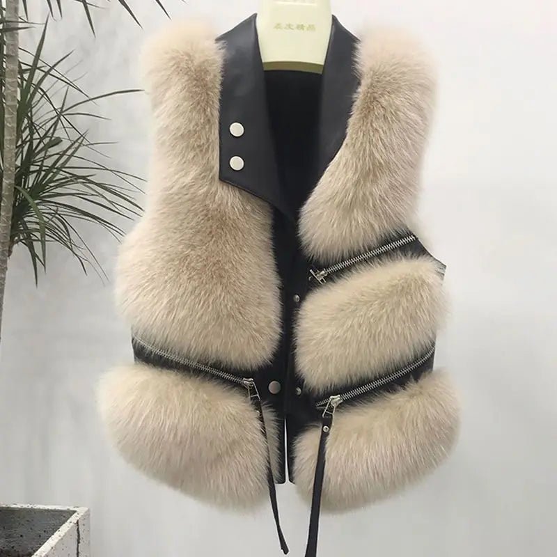 Veloura Women's Patchwork Fur Vest - Aries x Rose
