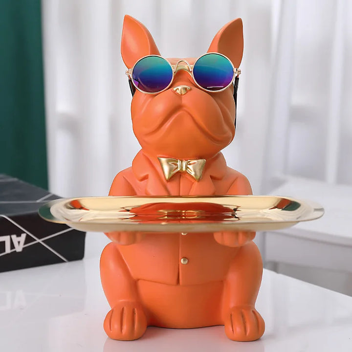 French Bulldog Figurine with Tray
