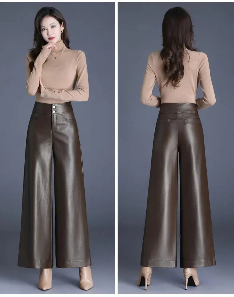 Zuvéra PU Leather Wide - Leg Pants - Aries x Rose