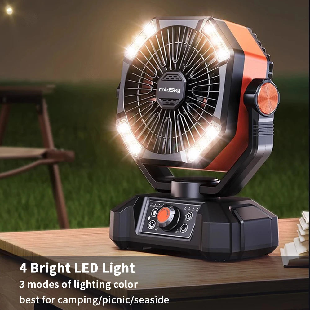 20000mAh Camping Fan with Dual Motor with 4 LED Lantern 8 Speeds Desk Fan with Remote Portable Outdoor Fan with Hook for Tent