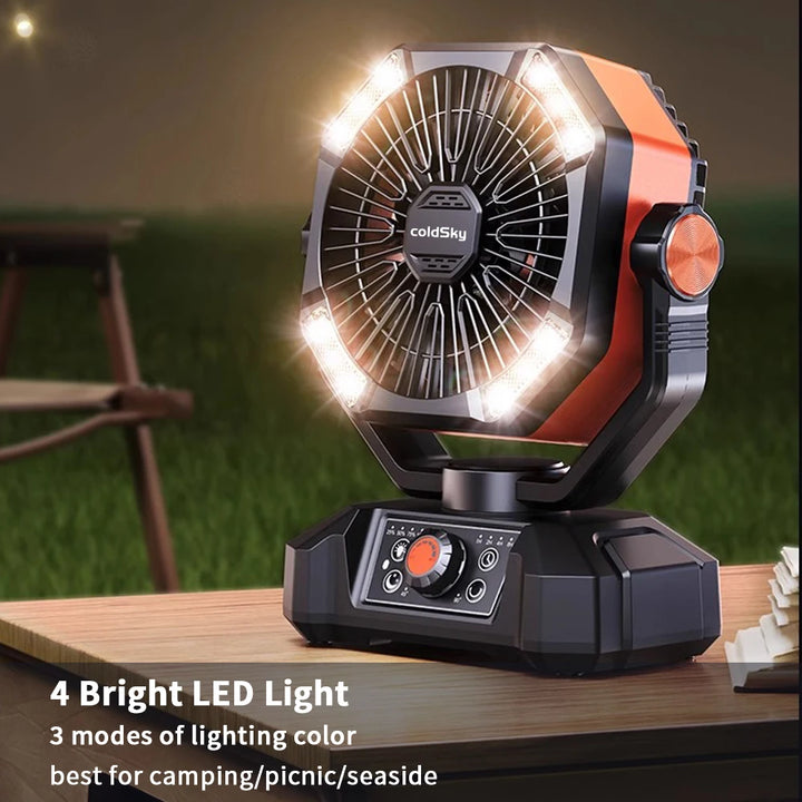 20000mAh Camping Fan with Dual Motor with 4 LED Lantern 8 Speeds Desk Fan with Remote Portable Outdoor Fan with Hook for Tent