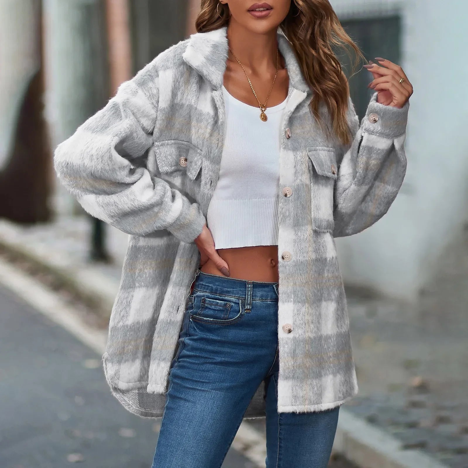 Plaid Flannel Oversized Shirt Jacket (Shacket) - Aries x Rose