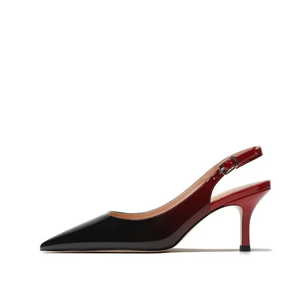 Lunara Patent Kitten Sandals – Back Strap Pumps