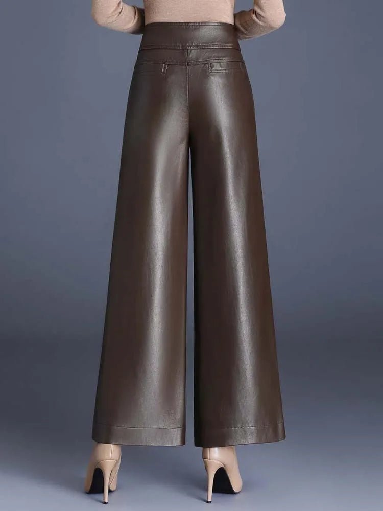 Zuvéra PU Leather Wide - Leg Pants - Aries x Rose