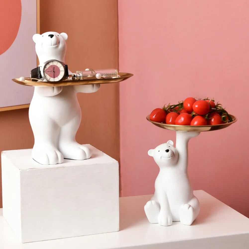 Polar Bear Figurine with Tray