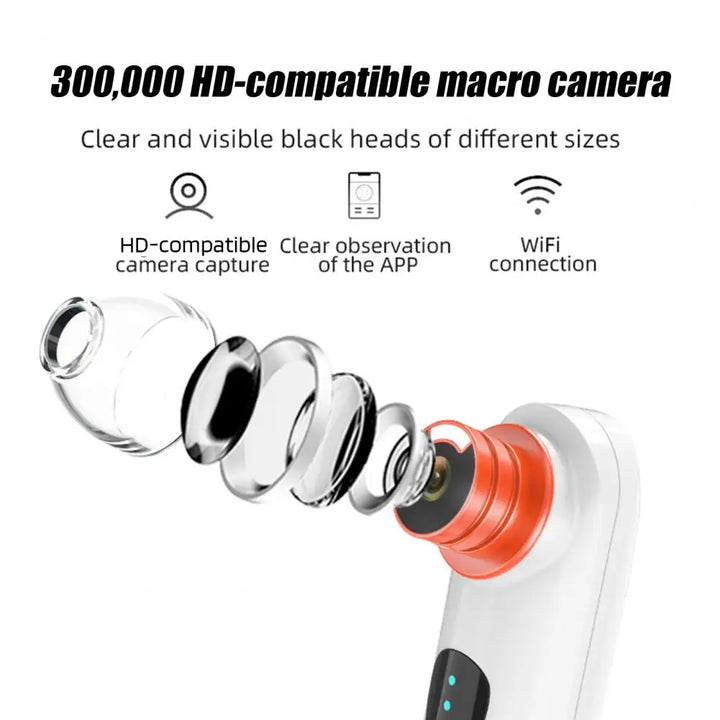 Blackhead Pore Vacuum Extractor Skin Magnifier Blackhead Remover Vacuum with Camera for Acne Removal Usb Rechargeable for Men