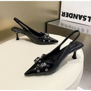 Caldré Pointed Strap Heels – Designer Kitten Sandals