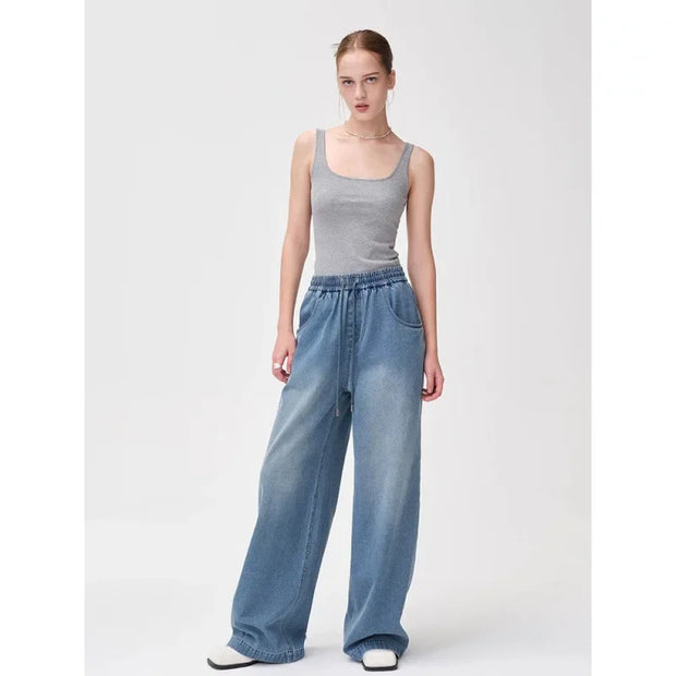 Elastra High-Waisted Drawstring Jeans