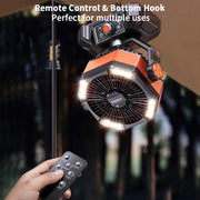 20000mAh Camping Fan with Dual Motor with 4 LED Lantern 8 Speeds Desk Fan with Remote Portable Outdoor Fan with Hook for Tent