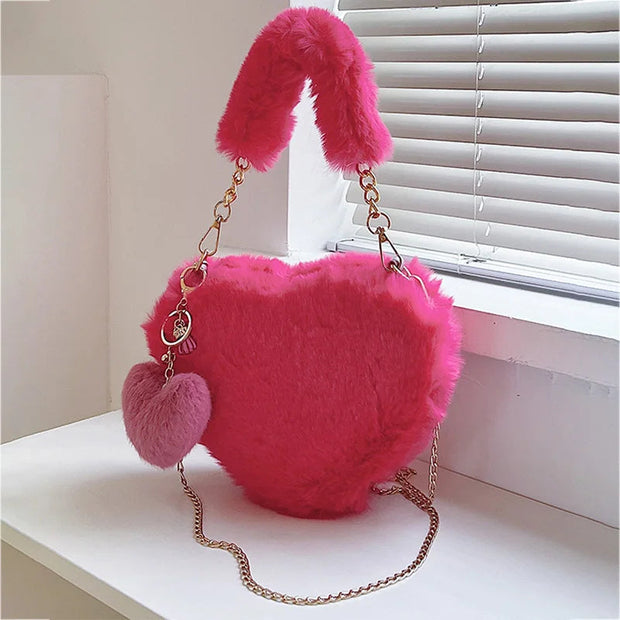Elara Fur Heart Handbag - Buy 1 Get 1 Free