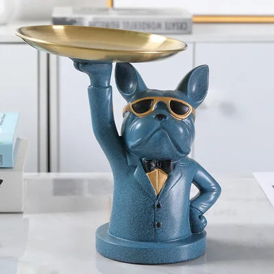 French Bulldog Figurine with Tray