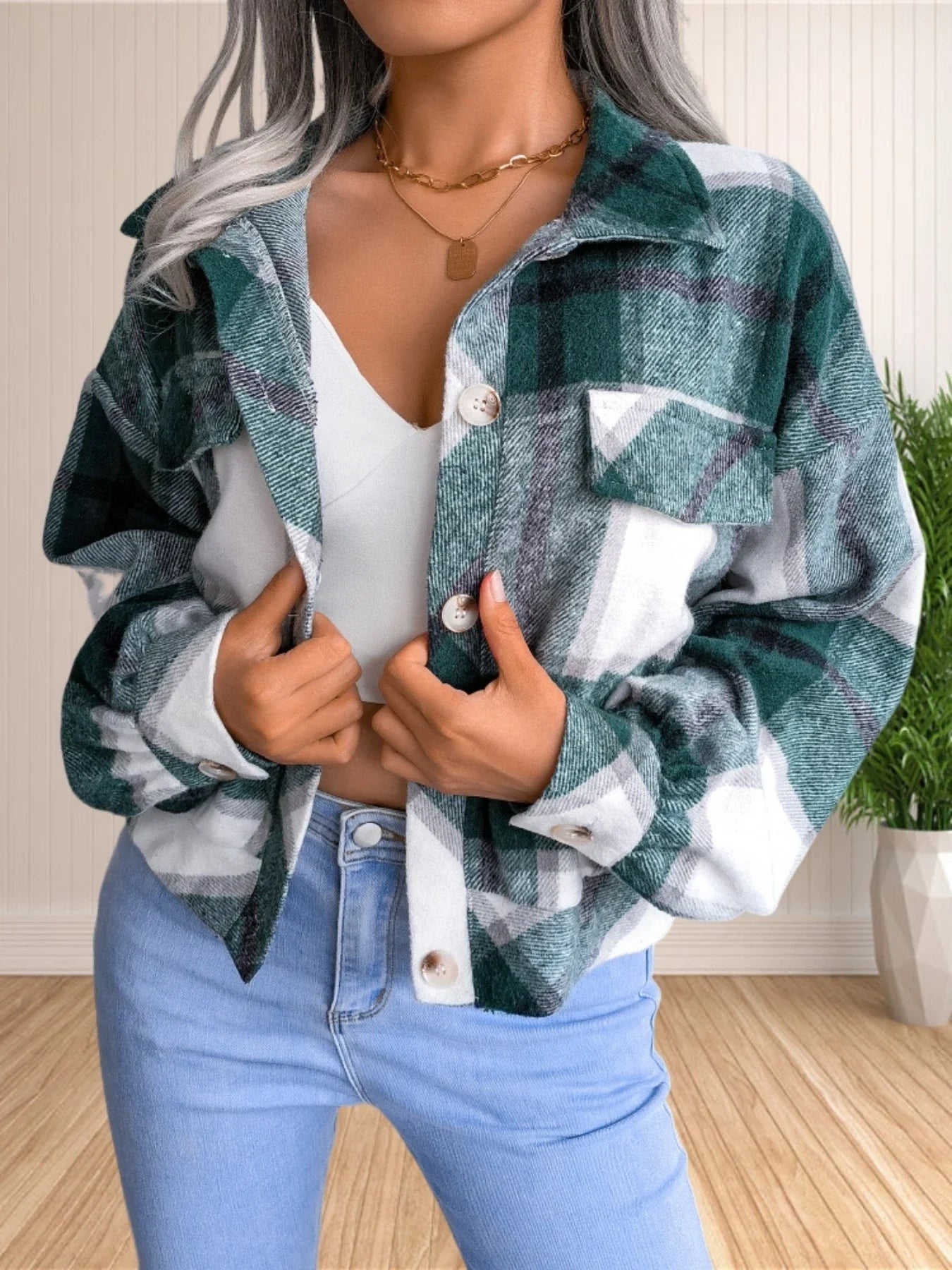 Cropped Flannel Plaid Shirt Jacket (Shacket) - Aries x Rose