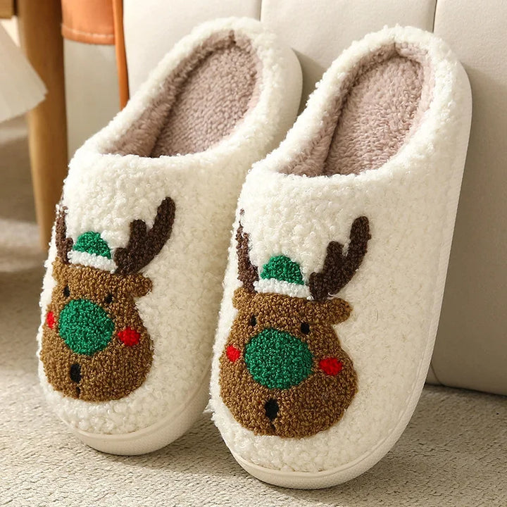 FrostyElk Christmas Cotton Slippers