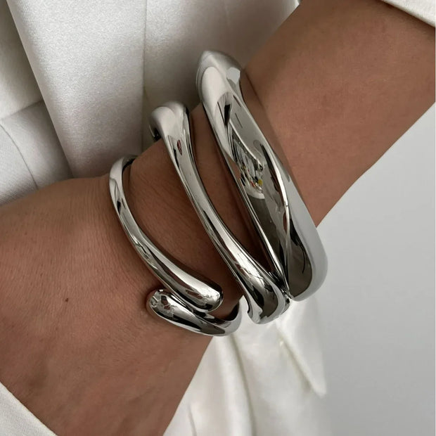 Novaire Irregular Gold Cuff Bangle