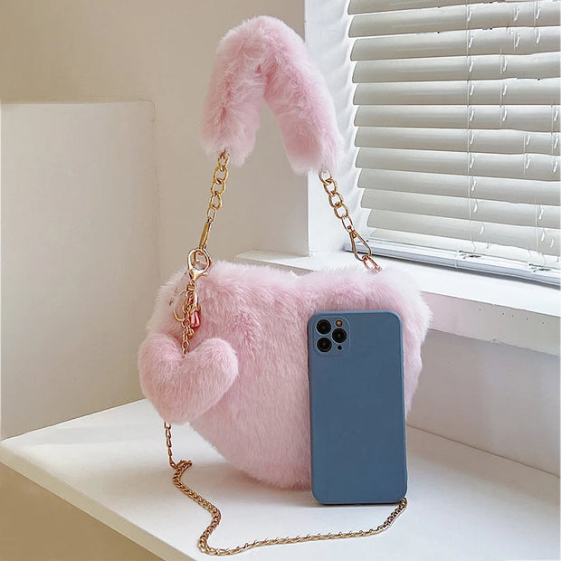 Elara Fur Heart Handbag - Buy 1 Get 1 Free