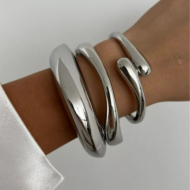 Novaire Irregular Gold Cuff Bangle