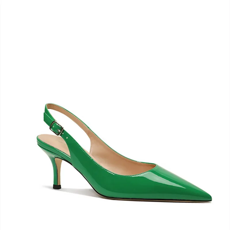 Lunara Patent Kitten Sandals – Back Strap Pumps