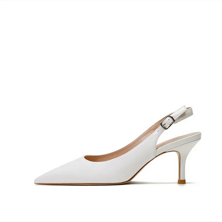 Lunara Patent Kitten Sandals – Back Strap Pumps